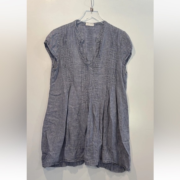 CP Shades Womens Blue Chambray Linen Tunic Top Shirt Size Large - Picture 3 of 8